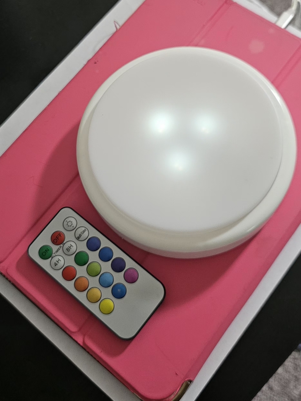 LED Color-Changing Night Light with Remote - Pink
